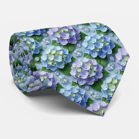 Hydrangeas & Diamonds | Trouw- en evenementensiera Stropdas (Opgerold)