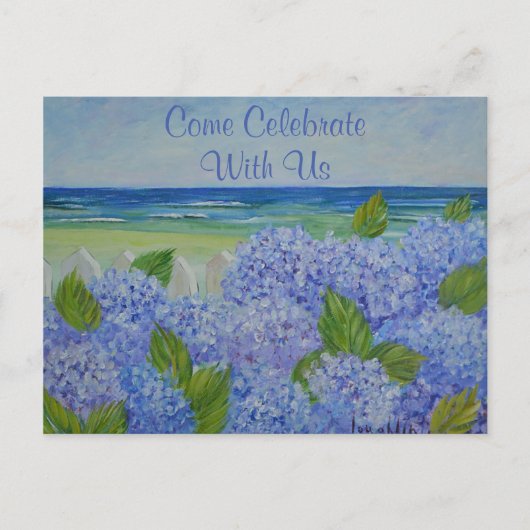 Hydrangeas door de uitnodiging van de Zee Briefkaart (Voorkant)