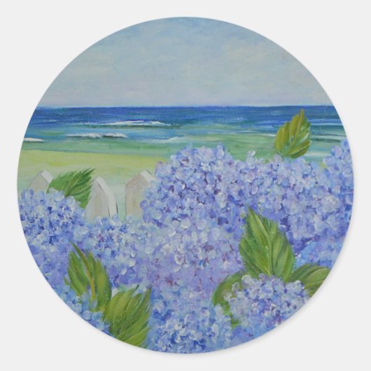 Hydrangeas door de Zee Sticker (Voorkant)