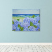 Hydrangeas door het Zee: verpakt canvas (Insitu (Houten vloer))