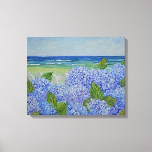 Hydrangeas door het Zee: verpakt canvas Afdruk (Voorkant)