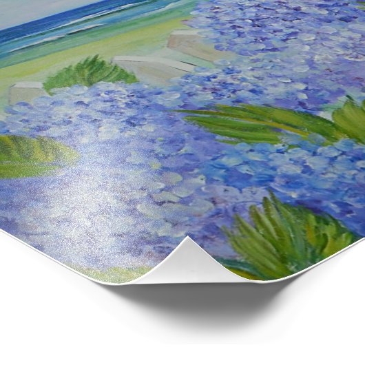 Hydrangea's door Zee Foto afdrukken (Hoek)