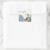 Hydrangeas Dragonfly Franse Script Garden Vierkante Sticker (Tas)