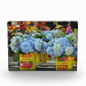 Hydrangeas en bloemen, vers, in tomatenkans fotoblokken (Voorkant)