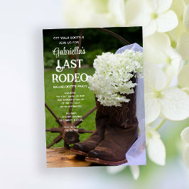 Hydrangeas en Boots Last Rodeo Bachelorette Party Kaart