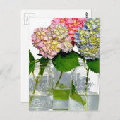Hydrangeas en Mason jar Briefkaart (Voorkant / Achterkant)