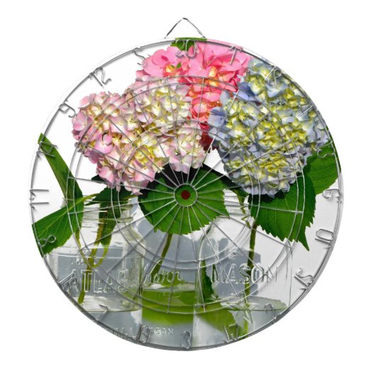 hydrangeas en mason jar dartbord (Voorkant)