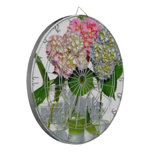 hydrangeas en mason jar dartbord (Voorkant Links)