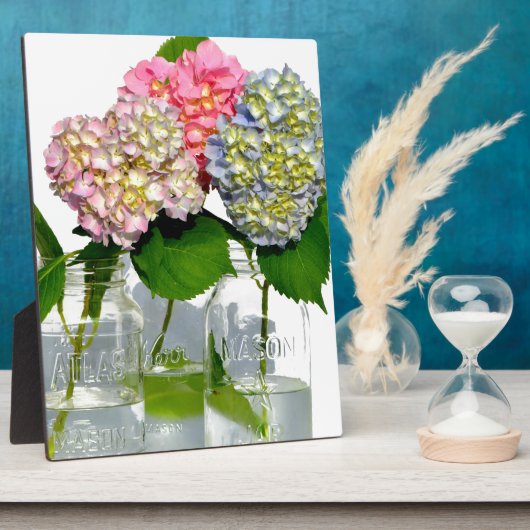 hydrangeas en mason jar fotoplaat (Zijkant)