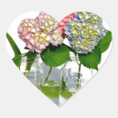Hydrangeas en Mason jar Hart Sticker (Voorkant)