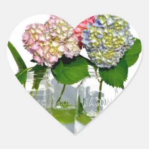 Hydrangeas en Mason jar Hart Sticker