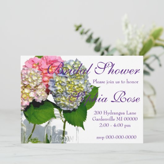 Hydrangeas en Mason jar Kaart (Staand voorkant)