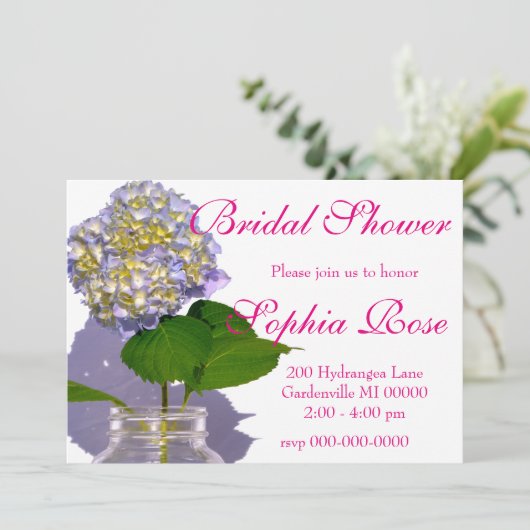 hydrangeas en mason jar kaart (Staand voorkant)