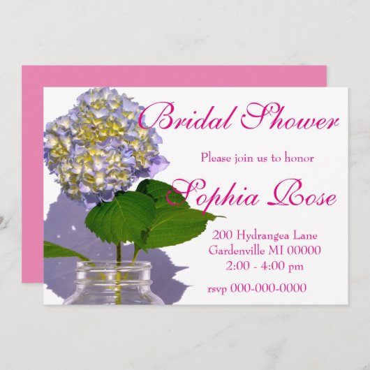 hydrangeas en mason jar kaart (Voorkant / Achterkant)