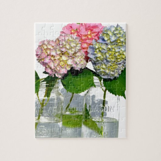 Hydrangeas en Mason jar Legpuzzel (Verticaal)