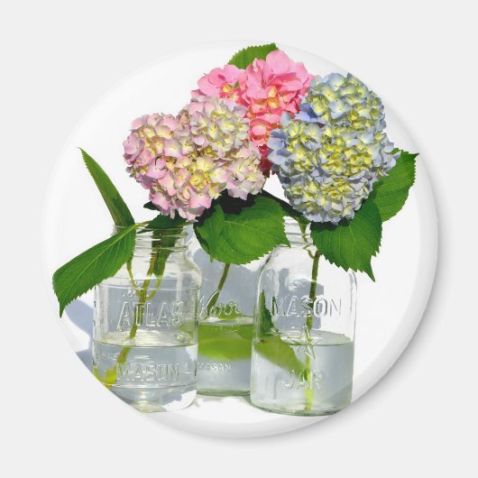 hydrangeas en mason jar magneet (Voorkant)