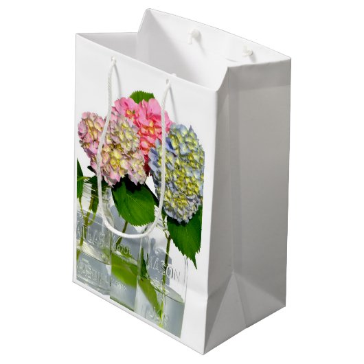 Hydrangeas en Mason jar Medium Cadeauzakje (Achterkant Gekanteld)