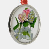 Hydrangeas en Mason jar Metalen Ornament (Rechts)