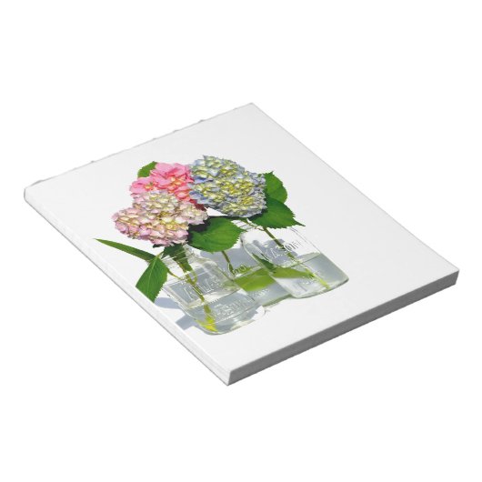 Hydrangeas en Mason jar Notitieblok (Schuin)