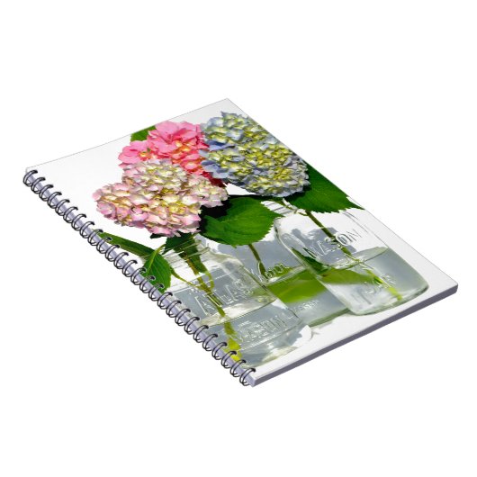 Hydrangeas en Mason jar Notitieboek (Rechterzijde)