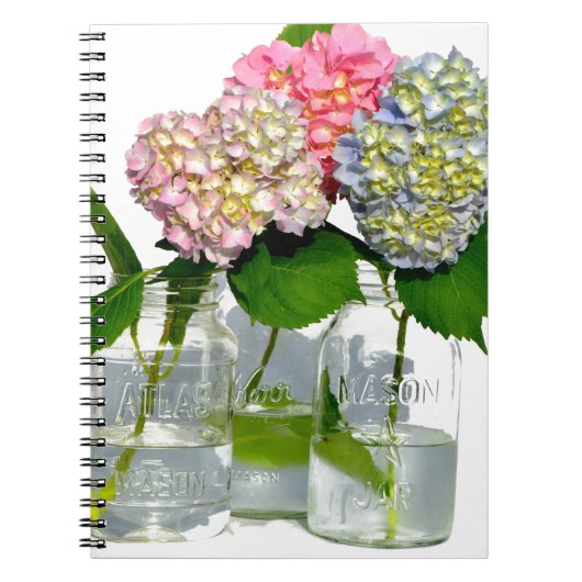 Hydrangeas en Mason jar Notitieboek (Voorkant)