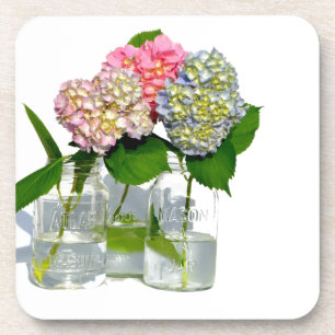 hydrangeas en mason jar onderzetter