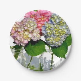 Hydrangeas en Mason jar Papieren Bordje