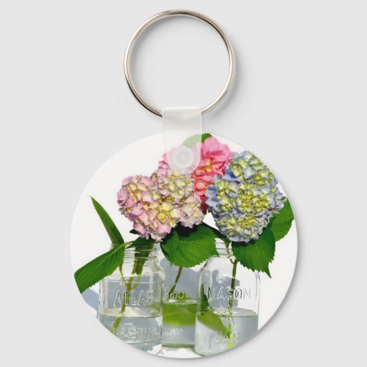 hydrangeas en mason jar sleutelhanger (Voorkant)