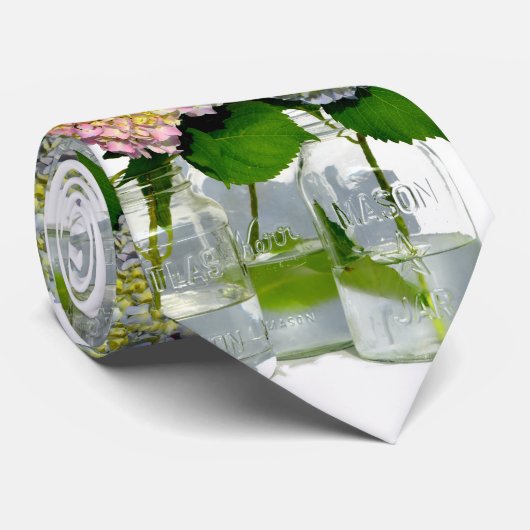 Hydrangeas en Mason jar Stropdas (Opgerold)