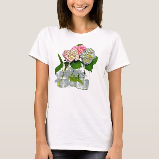 Hydrangeas en Mason jar T-shirt (Voorkant)