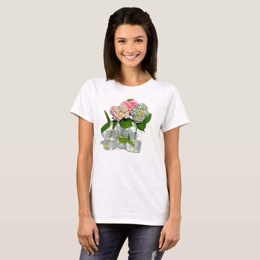 Hydrangeas en Mason jar T-shirt (Voorkant volledig)
