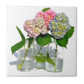 Hydrangeas en Mason jar Tegeltje (Voorkant)