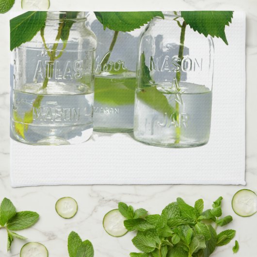 Hydrangeas en Mason jar Theedoek (Gevouwen)