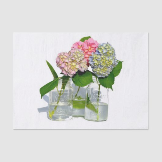 Hydrangeas en Mason jar Tissuepapier (Voorkant)