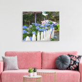 Hydrangeas en Picket Fence - Martha's wijngaard Canvas Afdruk (Insitu (Woonkamer))