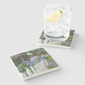 Hydrangeas en Picket Fence - Martha's wijngaard Stenen Onderzetter (Zijkant)