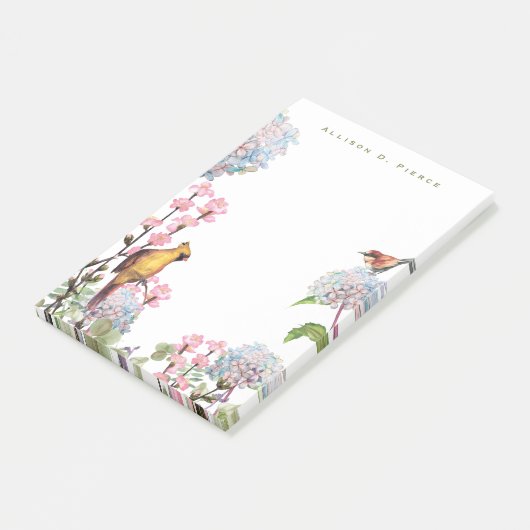 Hydrangeas en zongvogels Natuur Lover Gepersonalis Post-it® Notes (Schuin)