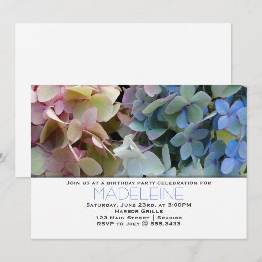  hydrangeas Floral Birthday Party Kaart (Voorkant / Achterkant)
