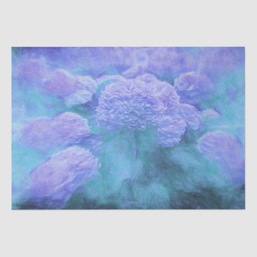 Hydrangeas Floral Chic Paars Blauwgroen Vintage Tissuepapier (Voorkant)