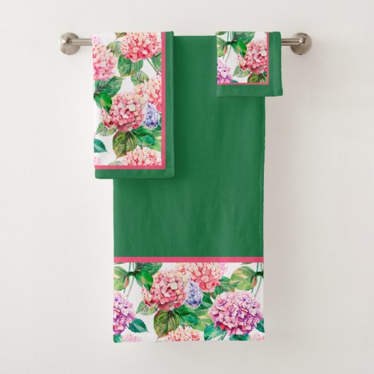Hydrangeas Floral Pattern Bad Handdoek (Insitu)
