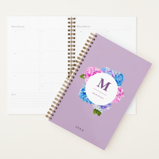 Hydrangeas Floral Wreath | Monogram Planner (Display)