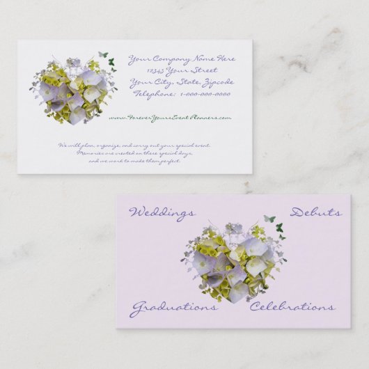 Hydrangea's in een Victoriaans ontwerp voor het sn Visitekaartje (Voorkant / Achterkant)