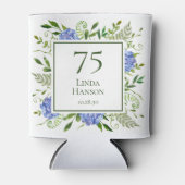 Hydrangea's in het blauw voor 75ste verjaardag blikjeskoeler (Voorkant)