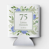 Hydrangea's in het blauw voor 75ste verjaardag blikjeskoeler (Achterkant)