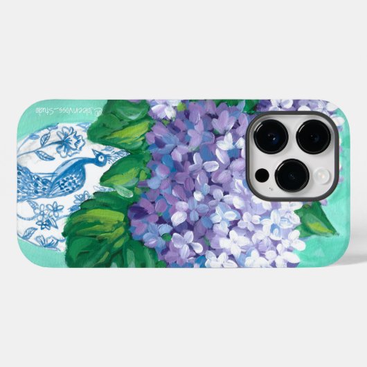 Hydrangeas in Peacock Vaas Case-Mate iPhone Case (Achterkant (horizontaal))