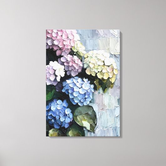 Hydrangeas in vet beroertes canvas afdruk (Voorkant)