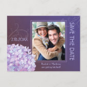 Hydrangeas Indigo Wedding Photo Save the Date Aankondigingskaart (Voorkant)