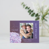 Hydrangeas Indigo Wedding Photo Save the Date Aankondigingskaart (Staand voorkant)