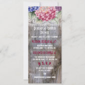 Hydrangeas Lace & Barn Wood Rehearsal Dinner Kaart (Achterkant)