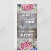 Hydrangeas Lace & Barn Wood Rehearsal Dinner Kaart (Voorkant)